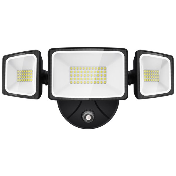 Onforu 60W LED Dusk to Dawn Security Lights, 6000LM Exterior Flood Light, IP65 Waterproof Outdoor 3 Adjustable Heads Photocell Lights Fixture, 6500K White Floodlights for Garage, Patio, Yard