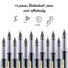 12 Pieces Rolling Ball Pens, Quick-Drying Ink 0.5 mm Extra Fine Point Pens Liquid Ink Pen Rollerball Pens (Black Ink)