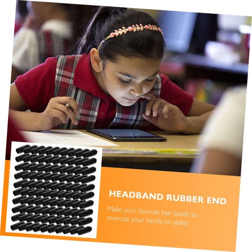 COHEALI 100pcs Headband Foot Cover Black Tiara Black Scrunchies for Hair Korean Accessories Rubber Round Tube Cap Headband Replacement Caps Headband End Caps Headband Ending Covers Tip Pad