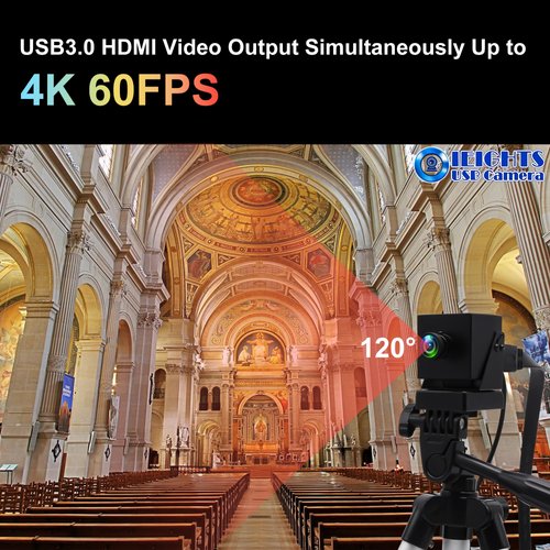 IEights 4K 60fps HDMI Webcam USB3.0 Camera Dual Output Wide Angle 120degree Low Distortion Lightburn_Camera 2X Digital Zoom Webcamera H.264 High Speed USB Security Cameras for Computer TV Monitor