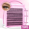Yawamica Wispy Lash Clusters Natural Eyelash Extension 10-14mm Fluffy Eyelash Clusters CC Curl Individual Lashes Cluster Eyelash Extensions 40D Cluster Lashes 200pcs DIY Lash Extension by Self