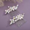 Teyglen Pearl Wedding Hair Comb Simple Rhinestone Pearl Hair Piece Bride Headpiece Bridal Crystal Pearl Hair Comb Elegant Hair Accessories for Women (Ab color)
