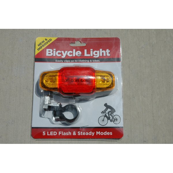 Bicycle Light New & Improved Easy Clip Safety 5 LED Flash and Steady