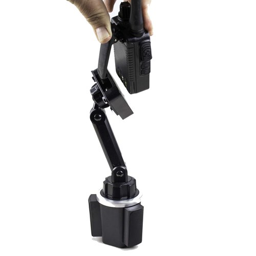 Adjustable Height Cup Holder Mount for Anytone BaoFeng Icom Kenwood Yaesu Handhelds Now with Mic Holder