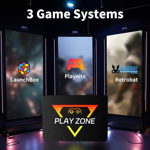 Game Console HDD with 3 Game Systems, Video Game Console with Built in 16191 Games, Emulator Console has 80+ Emulators, Game SSD for PC (Playzone-BTBW)