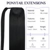 DOORES Ponytail Extension Human Hair clip in hair extensions Jet Black 14 Inch 75g Hair Extensions Clip in Human Hair Straight Wrap Around Ponytail Hair Piece with Magic Paste