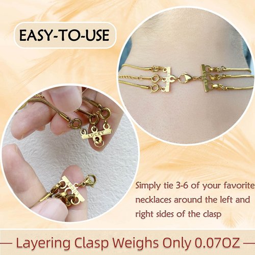 Qulltk Necklace Layering Clasps Gold and Silver Multi Strand Clasps,Necklace Connectors for Multiple Necklaces Seperator Clasps for Layered Look