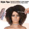 Fancy Hair Short Kinky Curly Wigs Ombre Brown Side Part Afro Wigs for Black Women Synthetic Yanky Twist Out Wig Natural Hairstyle for Daily Use (1B/30)