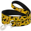 Dog Leash Bananas Stacked Cartoon Black Yellows 4 Feet Long 0.5 Inch Wide