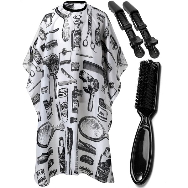 HOOMBOOM Professional Salon Cape with Snap Closure, Waterproof Hair Salon Cutting Cape Barber Hairdressing Cape White Floral Print