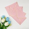 5x7 Envelopes for Invitations with Gold Border, 50 Pack A7 Envelopes with V-Flap, Self Seal Greeting Card Gift Card Envelopes Invitation Envelopes for Wedding, Graduation, Baby Shower, Party (Pink)