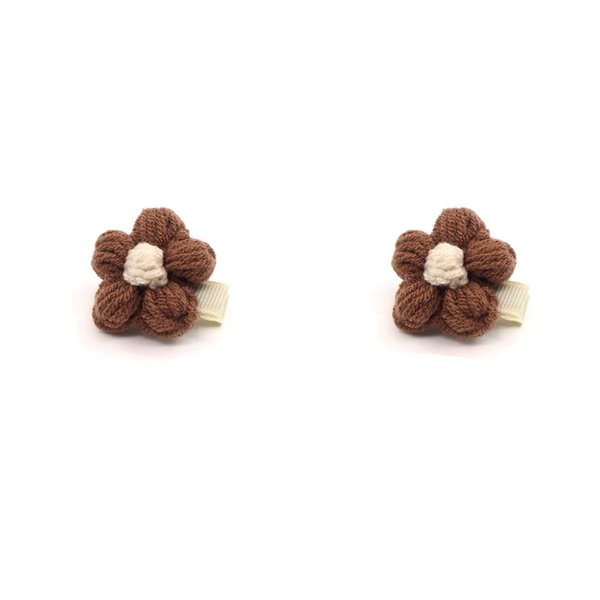 PEAK TOWN sewed Hair Clips for Girls, Cute Barrettes Women Metal Snap Hair Clips Accessories Hair Gift for Girls (BROWN FLOWER(2PC))
