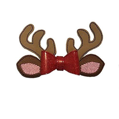Girl Reindeer Vinyl Hair Bow
