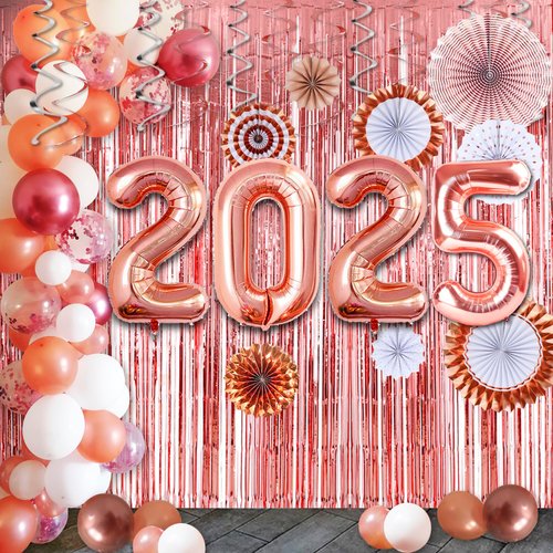 New Years Eve Party Supplies 2025:40in 2025 Balloons,90Pcs Rose Gold Party Decorations are Perfect for your Graduation Decor
