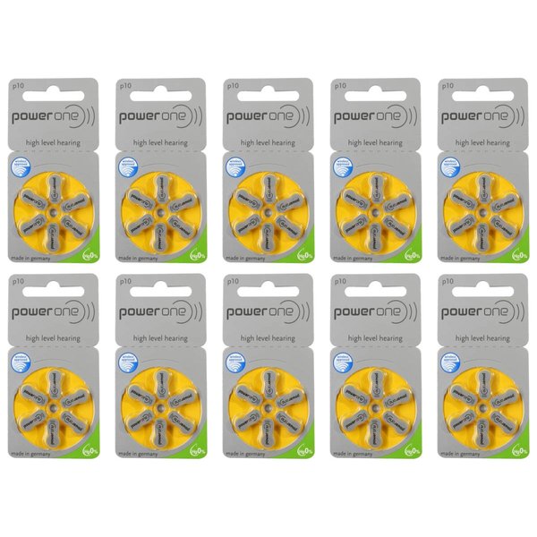 Power One Hearing Aid Battery Size 10 - Pack Of 60 Batteries