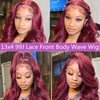 MISSJAY Burgundy Lace Front Wigs Human Hair 22 Inch Body Wave Lace Front Wigs Human Hair13x4 Hd Lace Front Wigs Human Hair Wine Red 180 Density Glueless HD Lace Frontal Wigs Human Hair