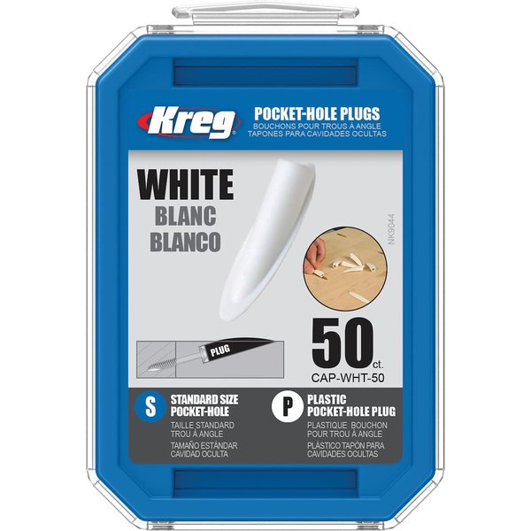 Kreg CAP-WHT-50 White Plastic Plugs 50 Count