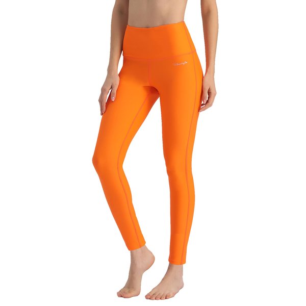 Ubestyle UPF 50+ High Waist Women's Swim Pants Swim Leggings Swimming Tights Rash Guard Pants Sun Protective (UBT3001ORANGEM)