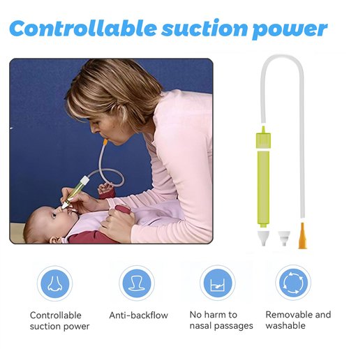 Baby Nasal Aspirator with 24 Filters, Mouth Suction Nasal Congestion Relief for Toddlers, Baby Nose Booger Sucker with 2 Silicone Tips, A Fast and Safe Nose Cleaner as Baby Shower Gift