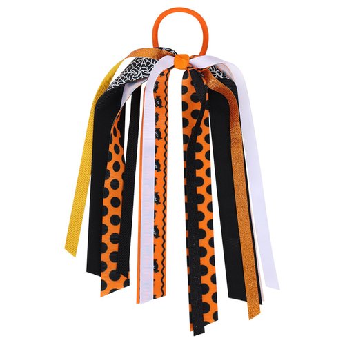 Halloween Elastic Hair Ties, Halloween Ribbon Hair Bands Glitter Ponytail Holder Streamer October Halloween Themed Party Costume Outfits Decorative Accessories Gift for Women Girls