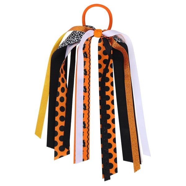 Halloween Elastic Hair Ties, Halloween Ribbon Hair Bands Glitter Ponytail Holder Streamer October Halloween Themed Party Costume Outfits Decorative Accessories Gift for Women Girls