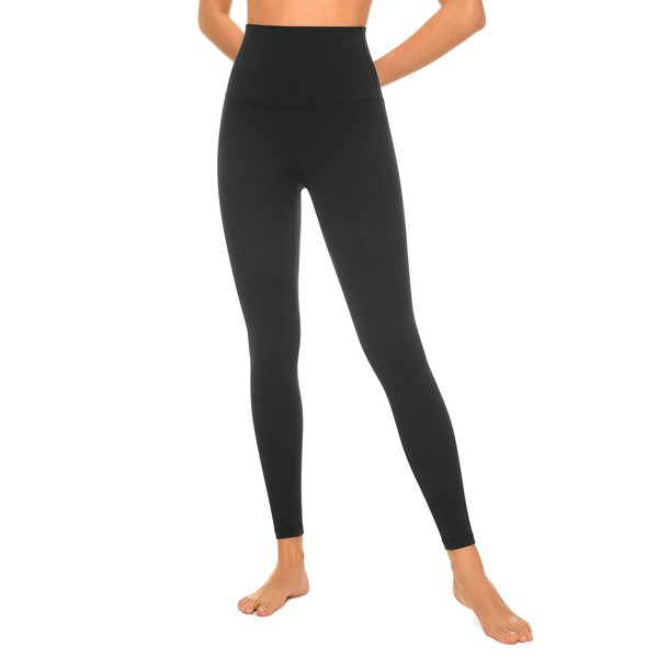 CRZ YOGA Super High Waisted Butterluxe Yoga Pants 25 Inches - Buttery Soft Workout Leggings for Women Over Belly Black Medium