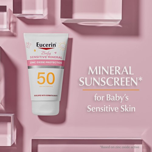 Eucerin Sun Sensitive Mineral Baby Sunscreen SPF 50, Sunscreen Lotion with Zinc Oxide Protection, Mineral Sunscreen, 4 Fl Oz Tube