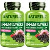 NATURELO Immune Support – Vitamin C, Elderberry, Zinc, Echinacea – Natural Immunity Boost w/Antioxidant, Herbal & Mineral Defense - Twin Pack - 120 Vegan Capsules