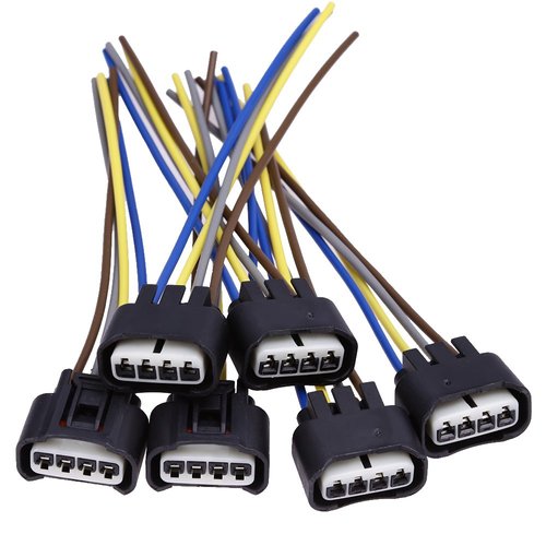 Saihisday 90980-11885 Ignition Coil Connector Plug Harness Replacement for Toyota Lexus 4-Way Female (Pack of 6)
