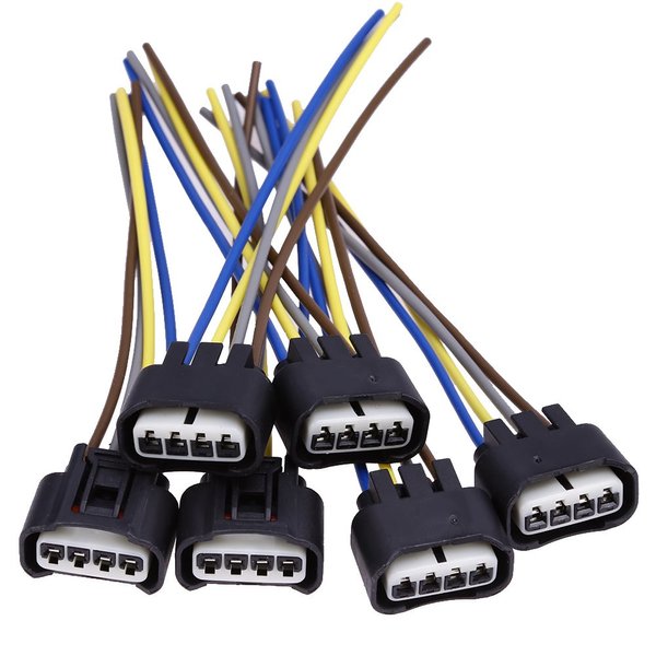Saihisday 90980-11885 Ignition Coil Connector Plug Harness Replacement for Toyota Lexus 4-Way Female (Pack of 6)