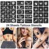FANOST Tattoo Stencils For Kids Teens Adults, 24 Sheets Henna Tattoo Stencil Kit, 400 Tattoos Design, Tattoo Stencils for Real Tattoos, Airbrush Tattoo Stencils, Henna Stencils for Face Hand Finger