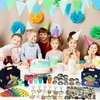 Qbjetkap Kids Birthday Party Supplies Kids Birthday Party Favors for Birthday Party Decorations Include 12Pcs Gift Boxes, 14Pcs Stampers, 12Pcs Keychains, 12Pcs Button Pins, 50Pcs Stickers