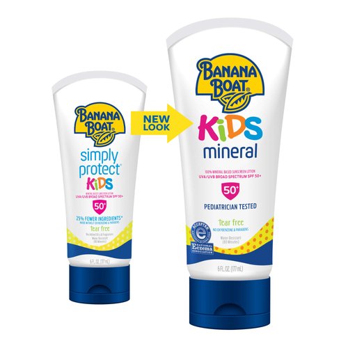 Banana Boat Kids 100% Mineral Sunscreen Lotion, Tear-Free, Broad Spectrum SPF 50, 9oz. - Value Size