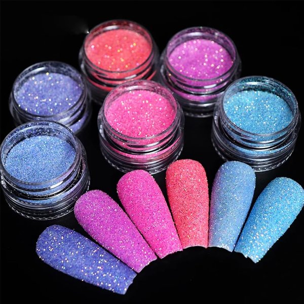 Sugar Sand Neon Nail Art Glitter Powder Shiny Effect Candy Glitter Flakes Pigment Dust Gel Polish Manicure Accessories for Christmas Valentine's Day DIY Crafts Supplies