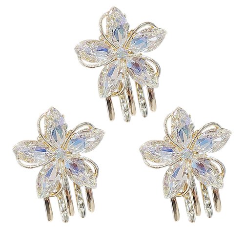FOMIYES 3pcs Flower Hair Clip Metal Moon Hairpin Metal Hair Clips for Women Small Hair Claw Mini Hair Jaw Clips Banana Hair Clips for Women Rhinestone Small Claw Clip Miss Take a Bath