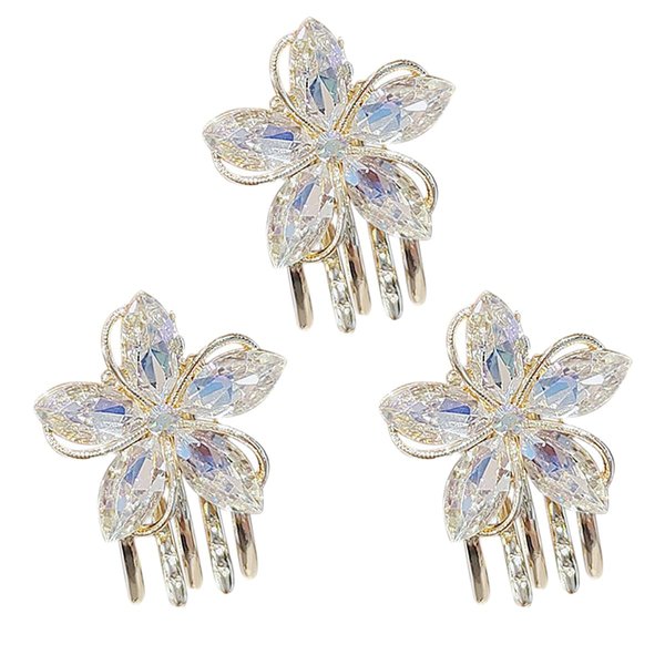 FOMIYES 3pcs Flower Hair Clip Metal Moon Hairpin Metal Hair Clips for Women Small Hair Claw Mini Hair Jaw Clips Banana Hair Clips for Women Rhinestone Small Claw Clip Miss Take a Bath