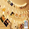 MZD8391 Dimmable 50 Battery-Powered Photo String Lights with Remote Control for Hanging Pictures, Cards, Memos - Warm White