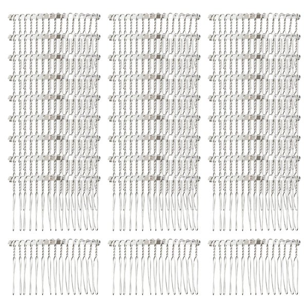 Lawie 30 Pack Bulk 15 Teeth Silver Gold Black Metal Side Hair Combs Wire Twist Slide Hair Clips Wedding Bridal Veil Combs Decorative Headpiece French Twist Updo Bun Accessories for Women (Silver)