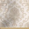 Lunarable Victorian Fabric by The Yard, Curlicues with Floral Ornaments Rococo Pattern Leaves Damask Inspired Nude Tones, Decorative Satin Fabric for Home Textiles and Crafts, 1 Yards, Cream Tan
