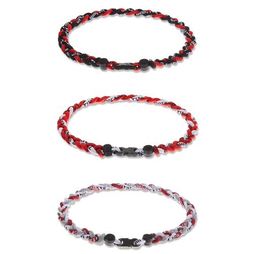 Junkin 3 Pieces Baseball Necklaces Three Braided Rope Tornado Necklaces Sports Titanium Necklace Baseball Rope Necklaces for Boys Men Player Softball Fans Sports (Stylish Style)