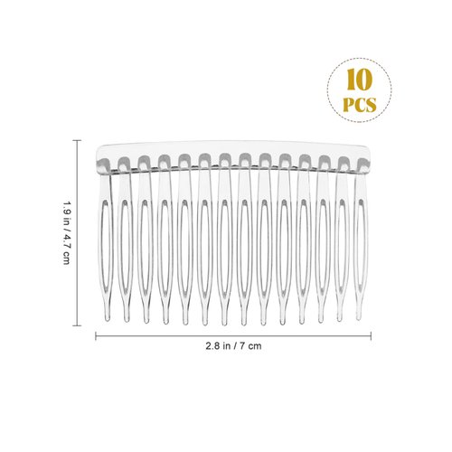 Uonlytech 10pcs 14 Teeth Plastic Hair Side Combs, Small French Teeth Hair Combs Hair Clip Combs Clear Barrettes Bun Holder for Women Bridal Wedding