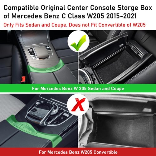 TTCR-II Compatible With Mercedes Benz C Class W205 Center Console Organizer 2015-2021, For GLC W253 Console Organizer Tray 2016-2022, For GLC Class Coupe Center Armrest Storage Box 2016-2023