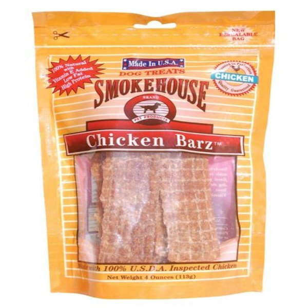 Smokehouse 100-Percent Natural Chicken Barz Dog Treats, 4 Ounce