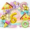 7pcs Pizza Balloons, Pizza Birthday Number Mylar Foil Balloon Pizza Slice Party Supplies Pizzaria Birthday Decorations (6th)