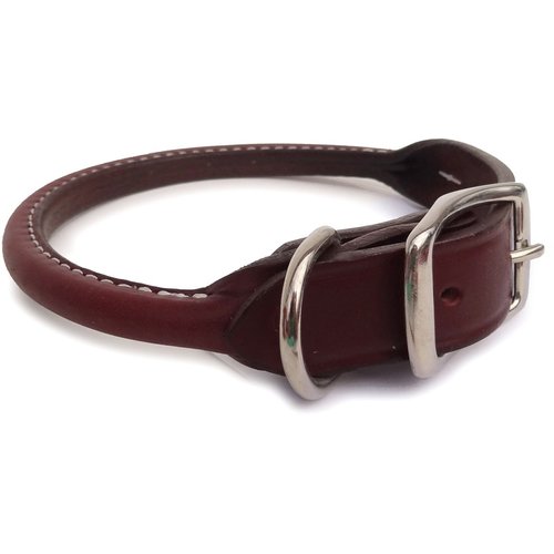 Auburn Leathercrafters Round - Rolled Dog Collar 3/8x10 Burg