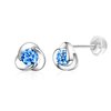 Clover Stud Earrings,925 Hypoallergenic Sterling Silver Earring for Sensitive Ears, Blue Cubic Zirconia,Ideal Gift for Women,Girl,Kids.