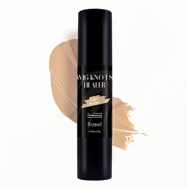 Wig Lace Dyeing Stick,Wig Knots Healer with Brush Portable Sweat-proof Natural,Hide Wig Knots&Grids,Suitable for lace wigs and forehead and hairline,Easy to Color (Light brown)
