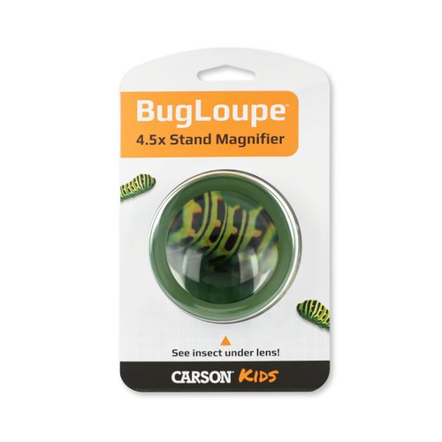 Carson Kids BugLoupe 4.5x Pre-Focused Stand Magnifier Loupe for Viewing Insects, Plants, Coins, Stamps, Maps, Fine Print and Wildlife (HU-55), Green, One Size