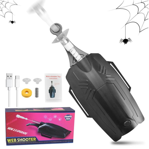 CanyRoom New Spider Web Shooter with Shooting Target, Real Rope Launcher - Grabs Small Objects, Tangle-Free Launcher Wristband Accessory for Role Play, Kids Spider Web Shoote