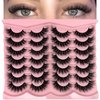 loladook Cat Eye Lashes Mink Fluffy Strip Lashes Pack C Curl Natural Flase Lashes Wispy 3D Long Fake Eyelashes Strips Faux Mink Lashes Bulk